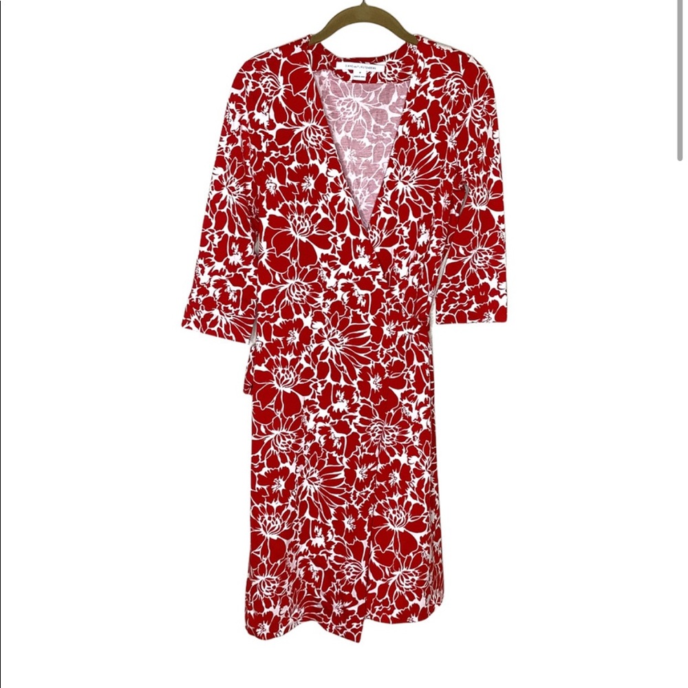 Diane von Furstenberg New Julian Two Wrap Dress Floral Silk Blend Jersey Knit 6